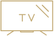 A flat-screen TV mounted on a wall displaying a cable TV menu, with a remote control placed in front of it.