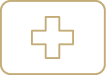 A white card with a gold border and a gold medical cross symbol in the center.