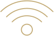 Wi-Fi signal icon with three curved lines above a small circle, representing wireless internet connectivity.