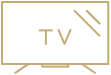 Flat-screen TV mounted on the wall with a remote control in front, located in a hotel room.
