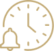 A clock showing 4 o'clock with a gold-colored bell below it.